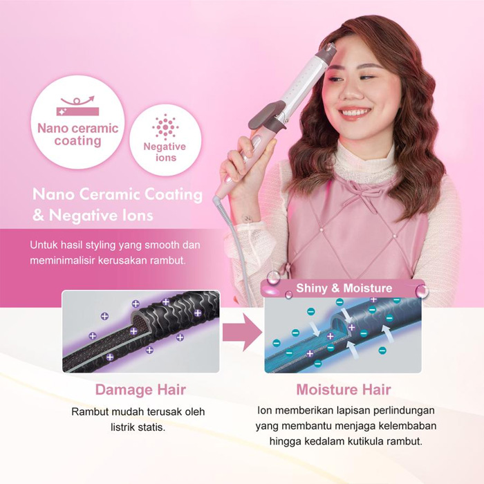 Tescom Pengeriting Rambut Ionic Steam Curling Iron - TM453ID | TM453-ID